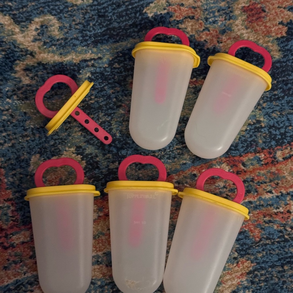 Tupperware Yellow and Pink Popsicle Molds